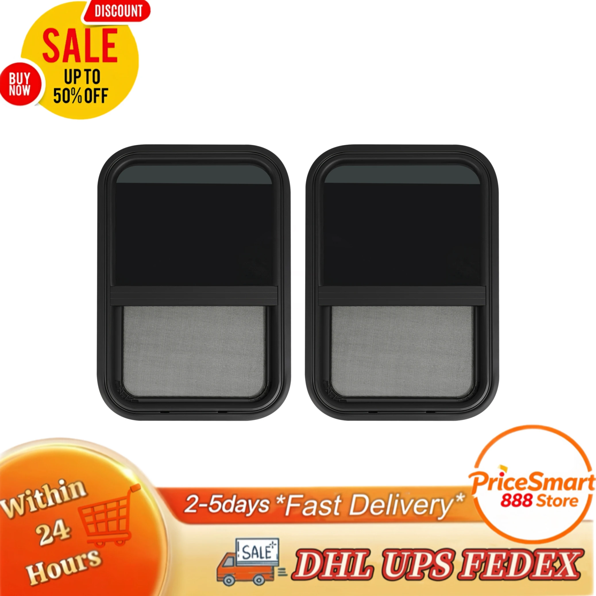 

New Clip-on Mounting 2 PCS RV Windows,Safe&Comfortable,High Privacy,Easy to Open&Close, RV Vertical Slide Window