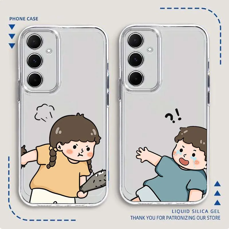 

Cute Anime Couple Art Phone Case For Samsung Galaxy Note 20 10 F12 M23 F23 M14 F15 M54 M55 Ultra Plus 5G Transparent