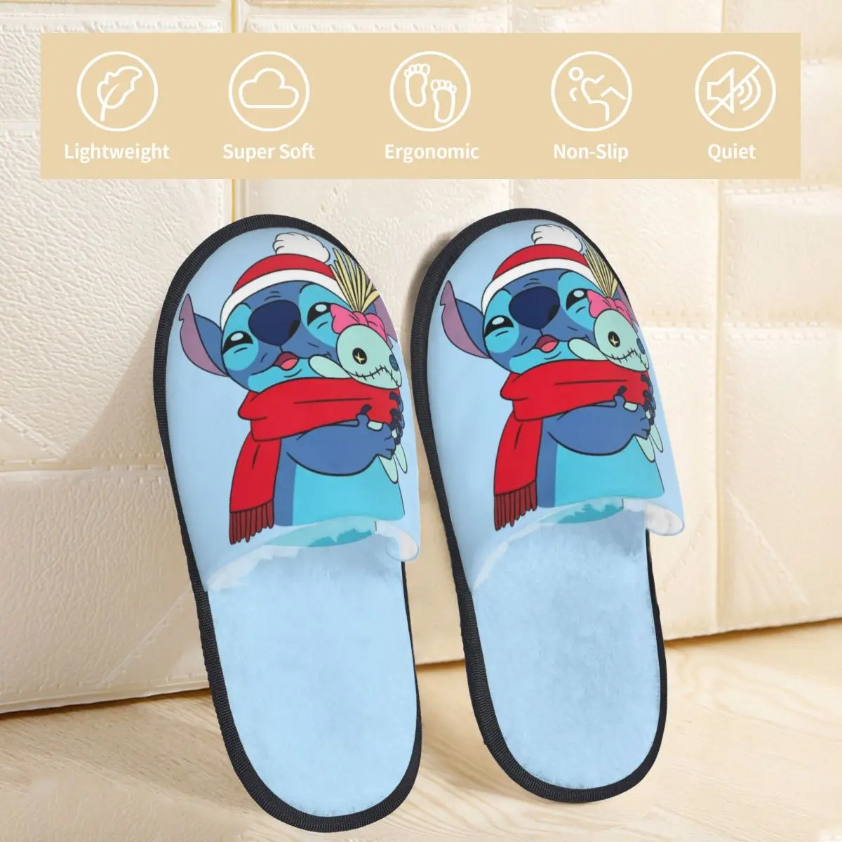 كارتون عيد الميلاد لطيف أنيمي شبشب منزل غرزة داخلية لينة المنزلية الفراء الشرائح النعال عدم الانزلاق #2