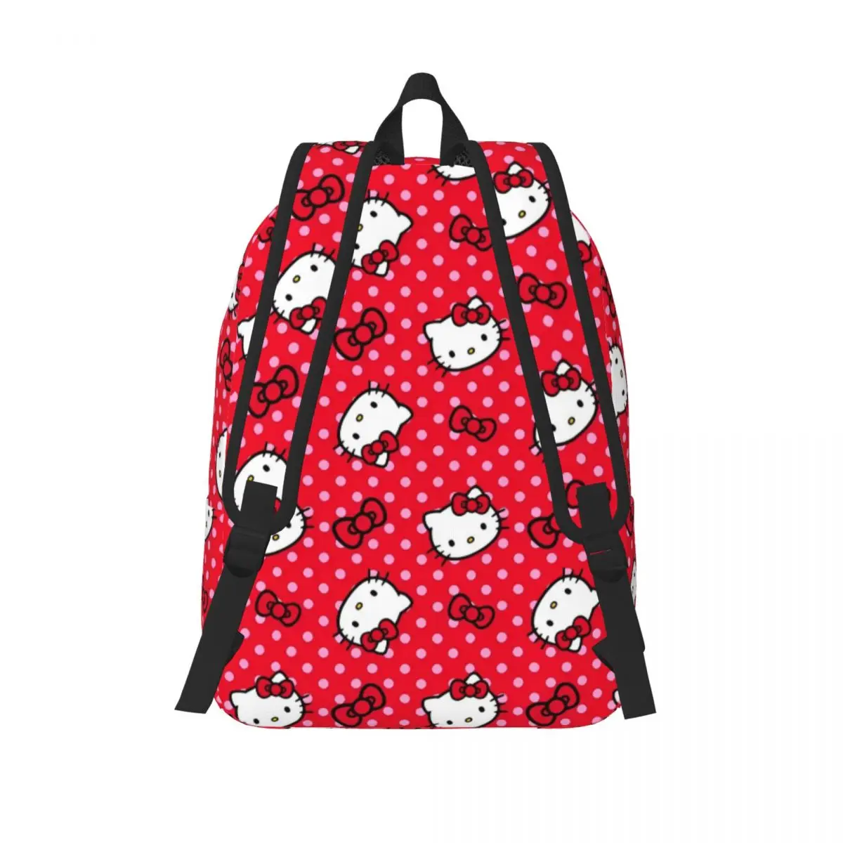 Vermelho Olá Kitty Dos Desenhos Animados para Homens Mulheres Estudante Escola Bookbag Lona Daypack Elementar High College Caminhada