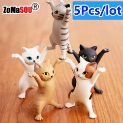 1/5Pc Funny Cats Pen Holder Kawaii Cat Doll Ornaments Plastic Craft Earphone Support Room Office Desk Home Decory Gift Accessory