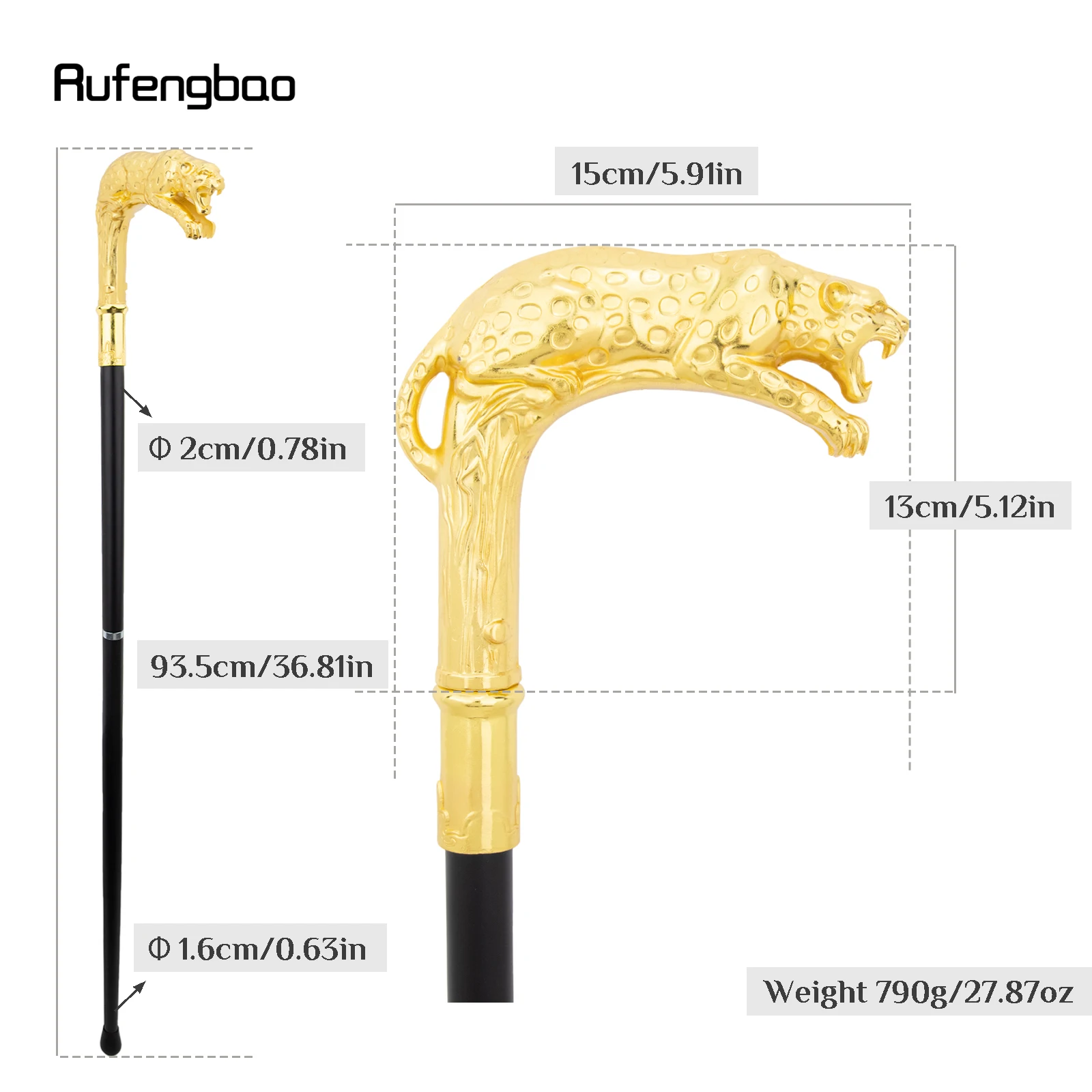 Yellow Leopard with Tail Fashion Walking Stick for Party Decorative Walking Cane Elegant Crosier Steampunk & Everyday  93cm