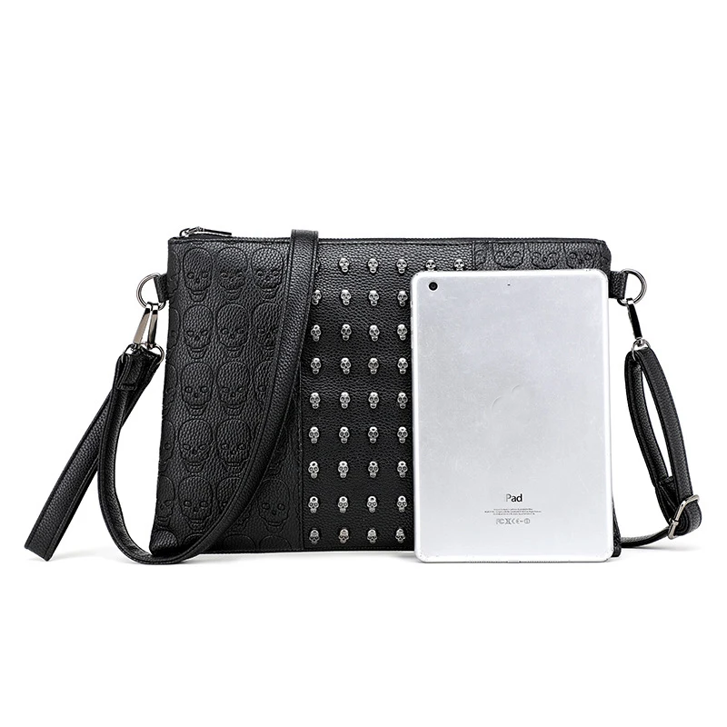 SHELKSBAG حقائب نسائية جديدة موضة الشارع برشام الجمجمة طباعة مخلب حقيبة محفظة الشرير القوطية خمر حقيبة كتف كروس سوداء