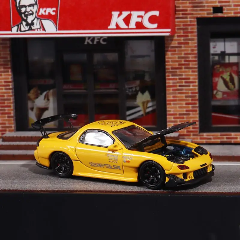 BSC версия с открытой крышкой 1:64 Mazda RX7 FD3S RE дождевой дворец моделирование сплава модель автомобиля коллекция орнамент