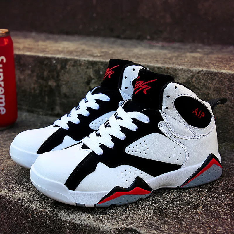 High-top breathable thick-sole couple shoes comfortable and versatile lace-up wear-resistant sports basketball shoes