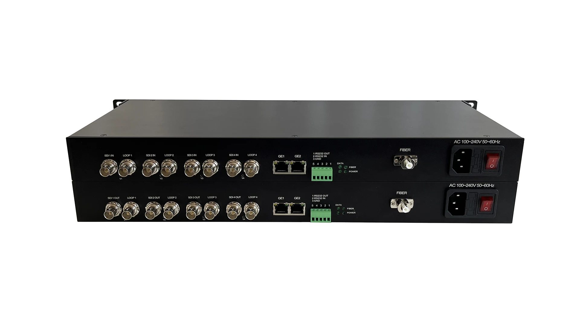 4 Channel 3G SDI Video/Ethernet/Data Fiber Optical Media Converters for surveillance system