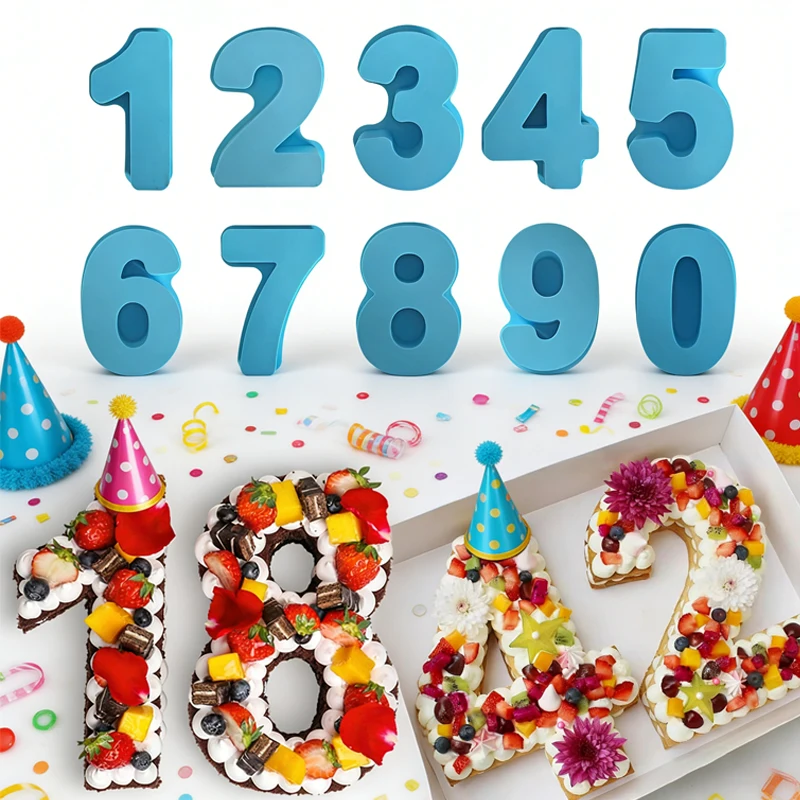 Number-Shaped Mold Arabic Numerals Scented Candle and Ice Cube Mould for Cake Food-Grade-Silicone Pattern Die Cake Baking Molds