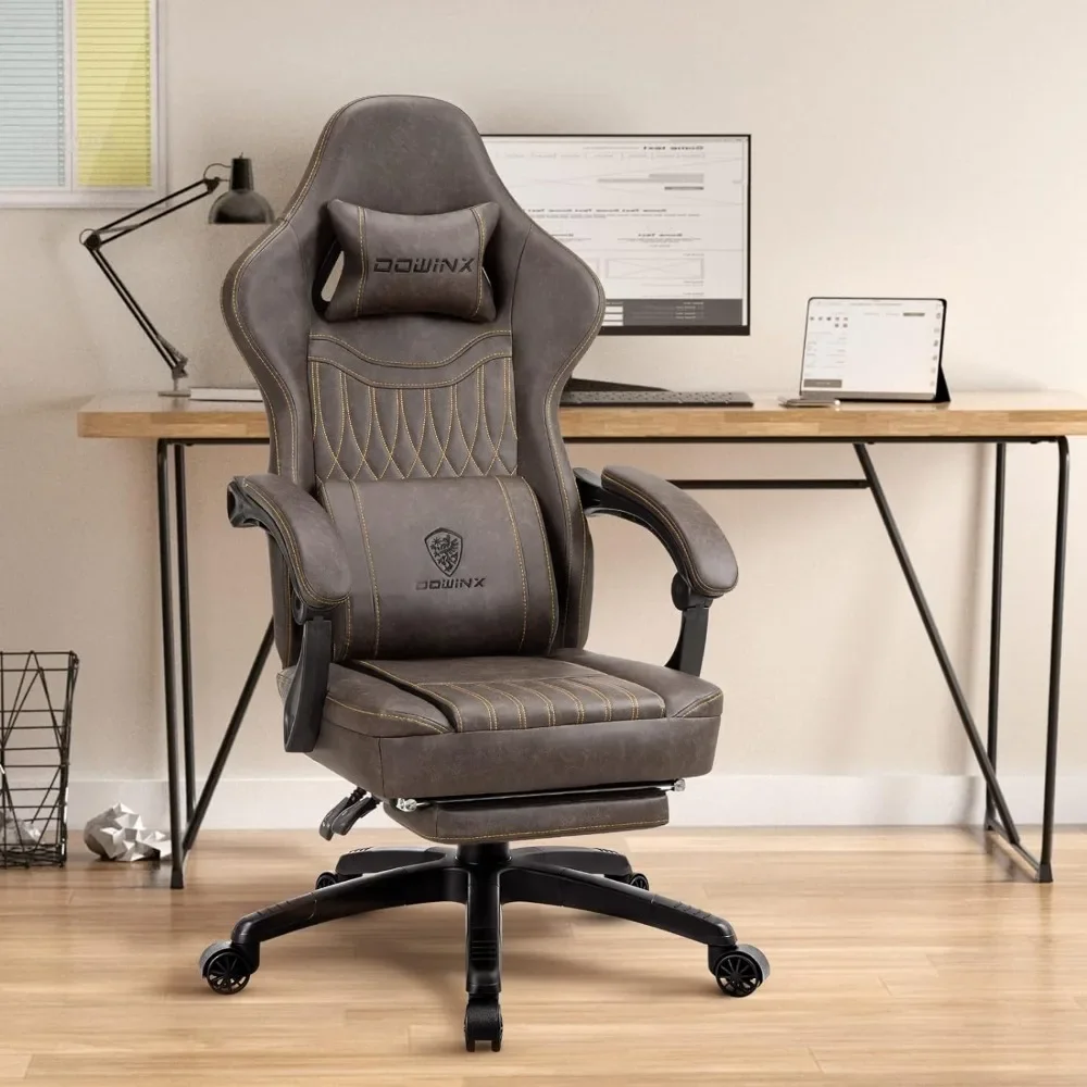 Silla de cuero PU transpirable para Gamer, asiento ergonómico para ordenador con soporte Lumbar de masaje, cojín de resorte de bolsillo