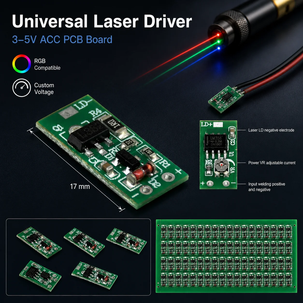 ZhonNa 3-5V Laser Module PCB Driver Board ACC Constant Current Adjustable RGB Laser Module Tool Instrument Accessory Spare Parts