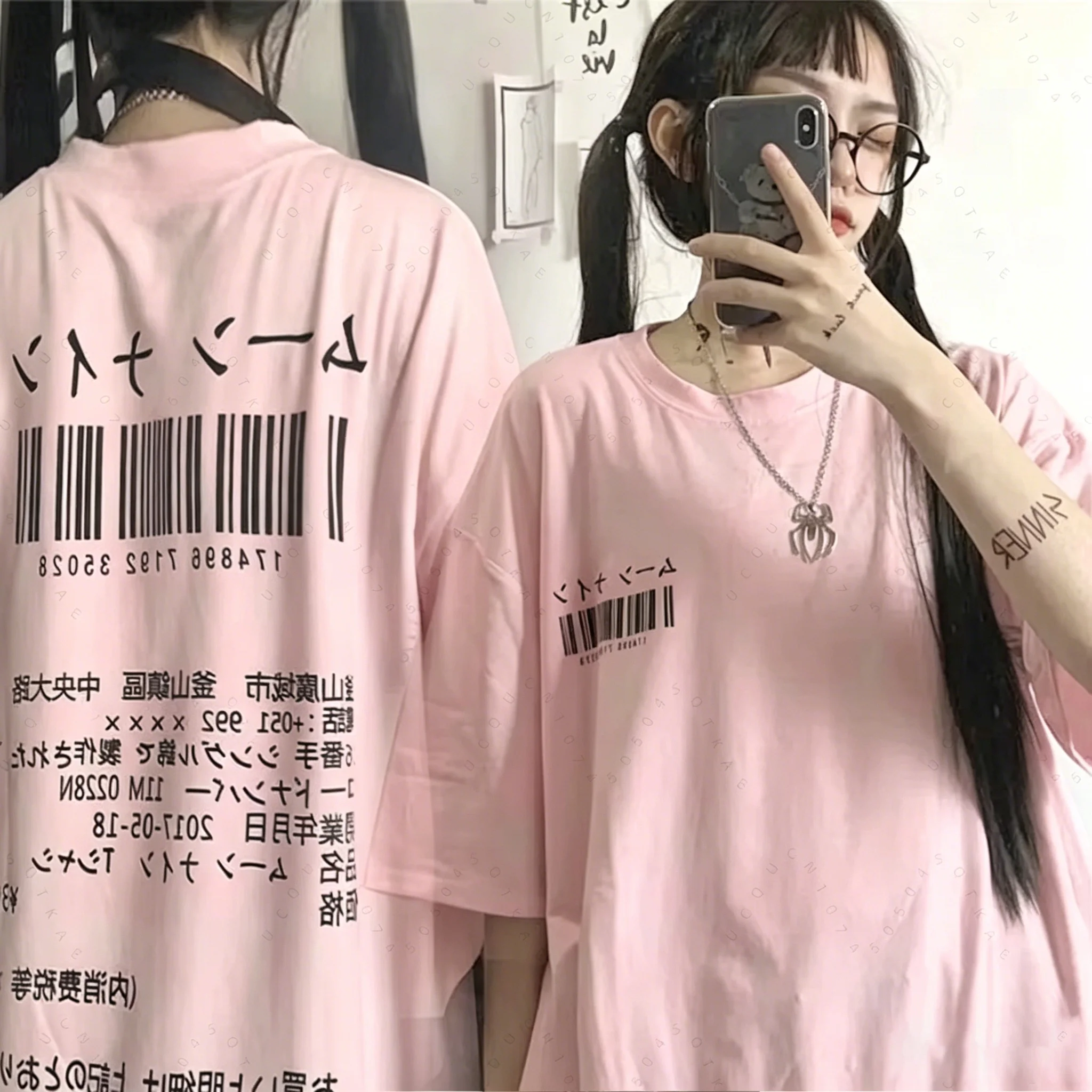 Punk Retro Gothic Graphic Women Y2k Top Style Cropped Crew Neck Tops Japanese Streetwear Short Sleeve Printed Beach T-Shirt Y2k