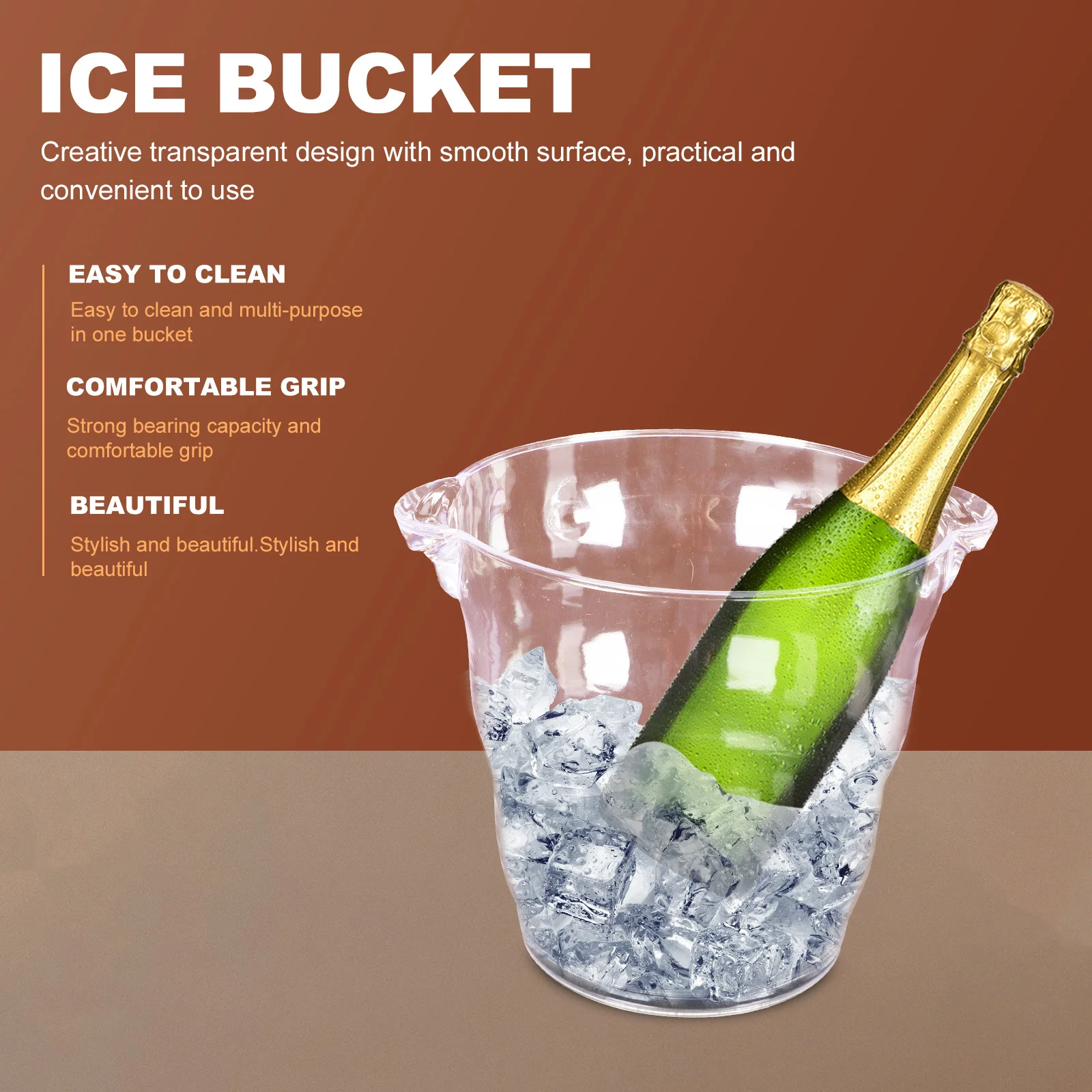

Transparent Wine Bucket Large Capacity Ice Container Wear-Resistant Wine Bucket Portable Bar Accessory Household Kitchen