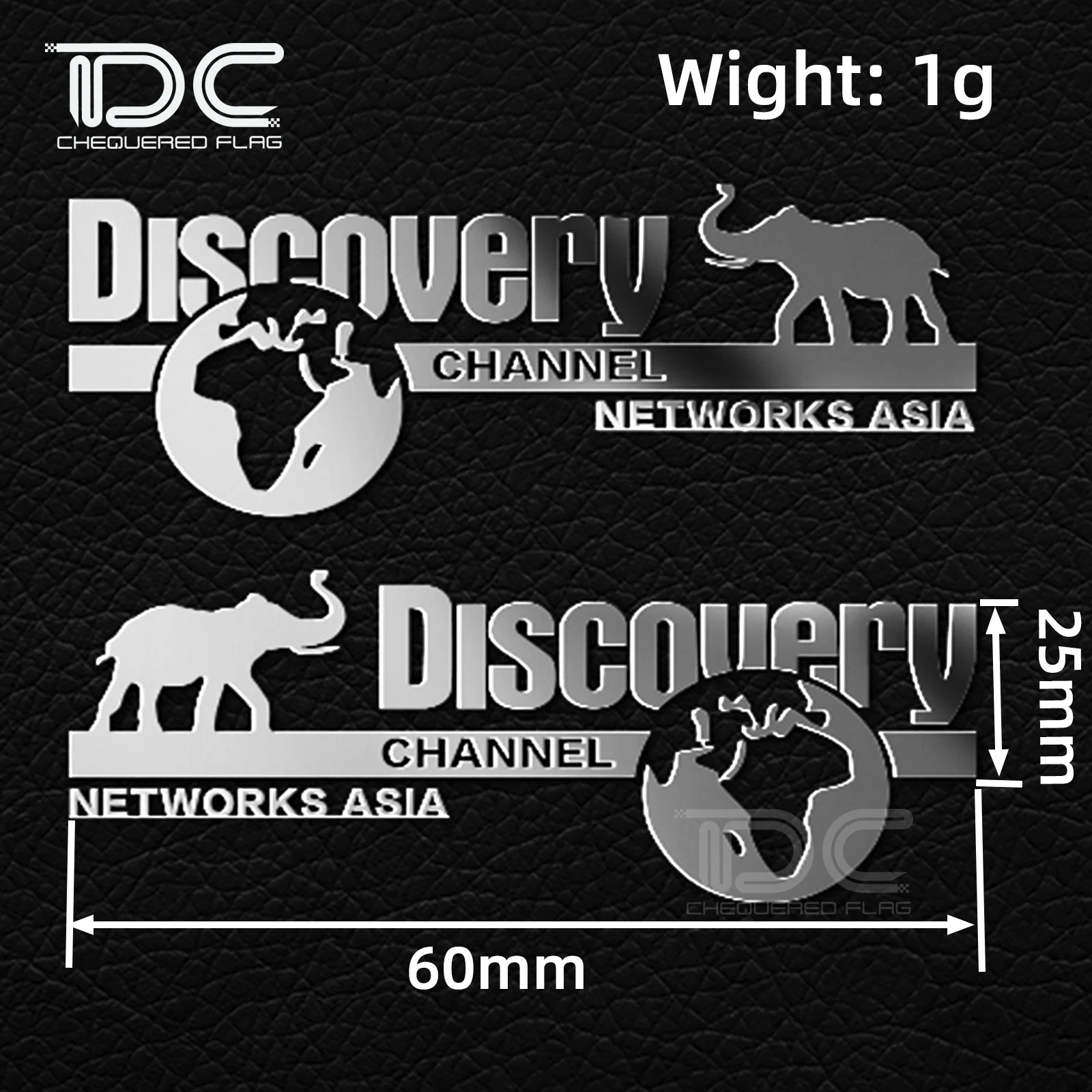 1/10 2PCS Metal Stickers Discovery Decals 60mm x 25mm RC Crawler Car Drift Truck for        4x4 Accessories