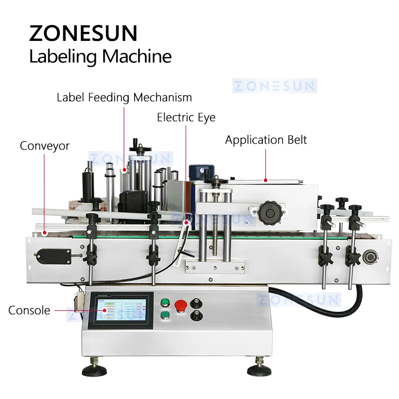 ZONESUN ZS-TB150 Desktop Automatic Round Bottle Labeling Machine Self-adhesive Sticker Labeler Applicator