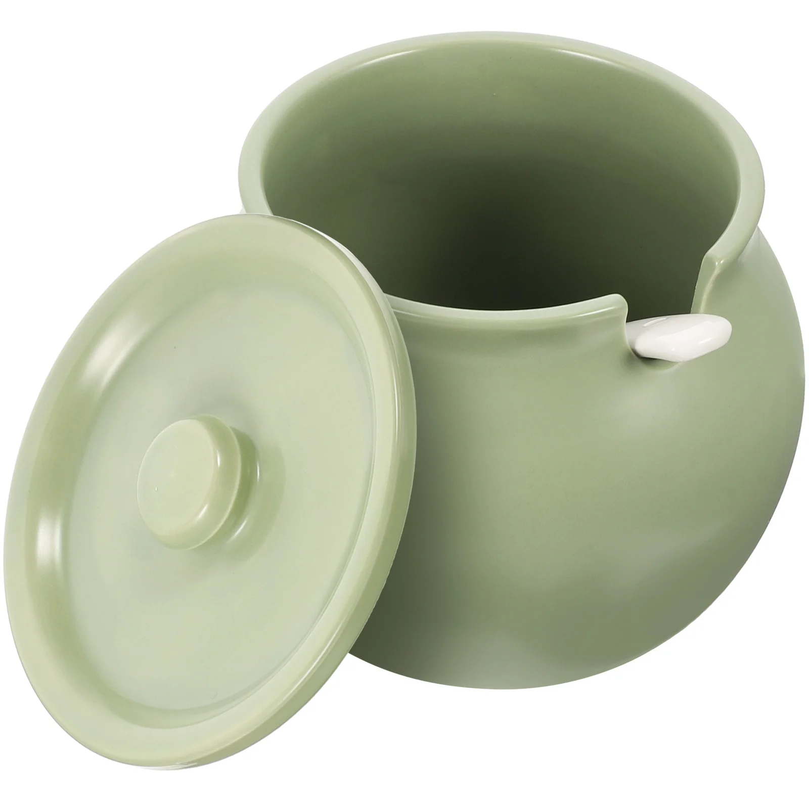 

1Set Ceramic Lard Container with Spoon Condiment Jar Kitchen Grease Catcher Oil Storage Jar for Home Restaurant Use