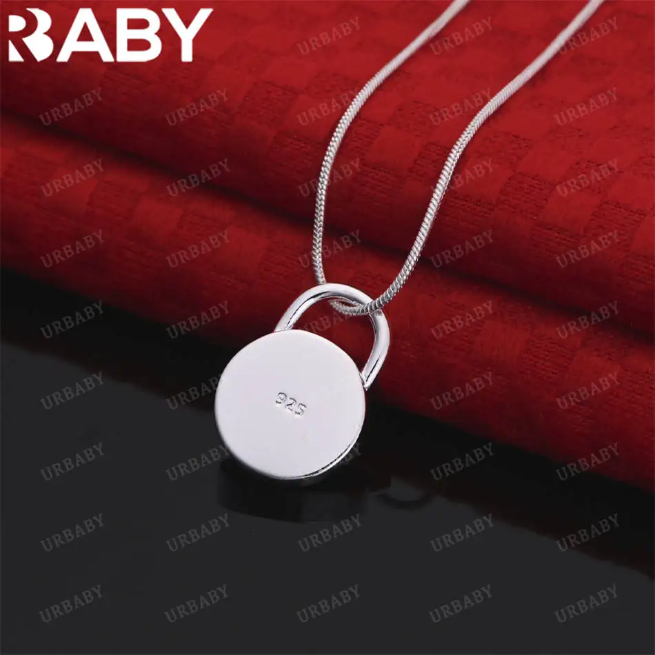 

URBABY 40-75 см стерлингового серебра 925 пробы круглый замок кулон ожерелье для женщин очаровательный тренд подарки на день рождения модная вечеринка ювелирные украшения