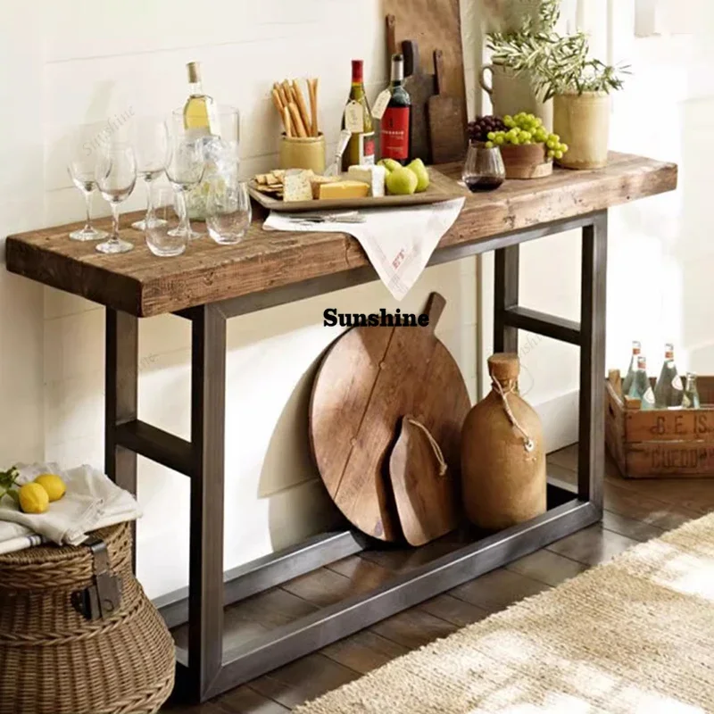 Wood Hallway Corner Table Vintage Luxury Entrance Entryways Console Table Nordic Unique Console Ingresso Living Room Furniture