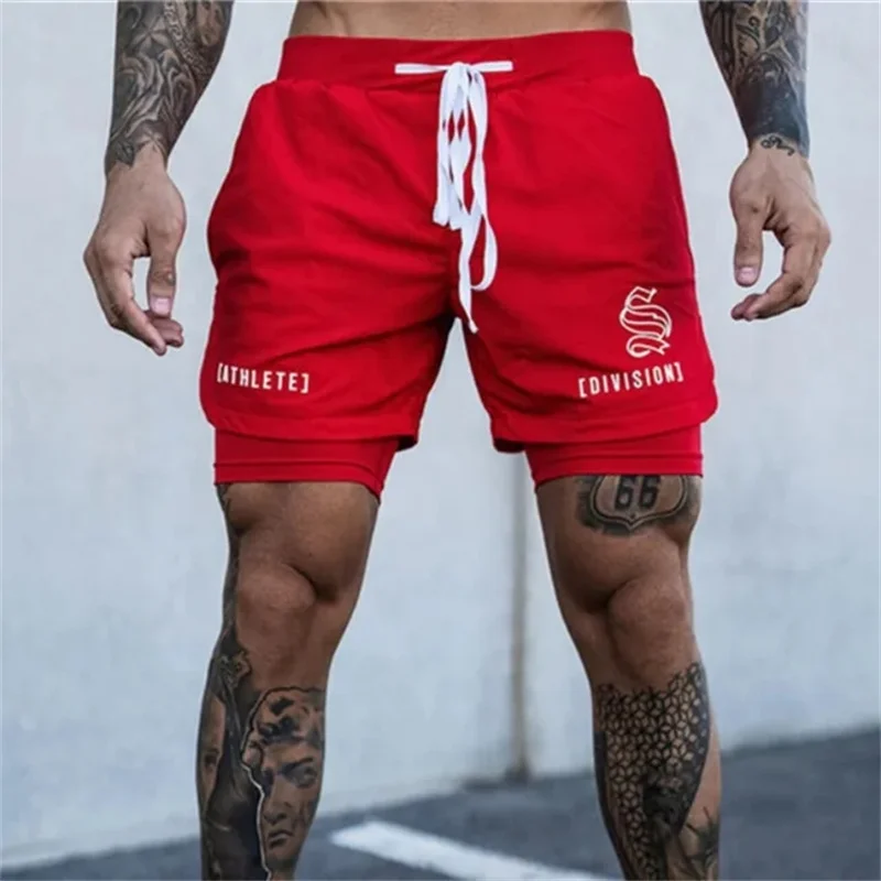 2024 NEW 2 IN 1 Sport Running Casual Breathable Shorts Men Double-deck Jogging Quick Dry GYM Shorts Fitness Workout Men Shorts