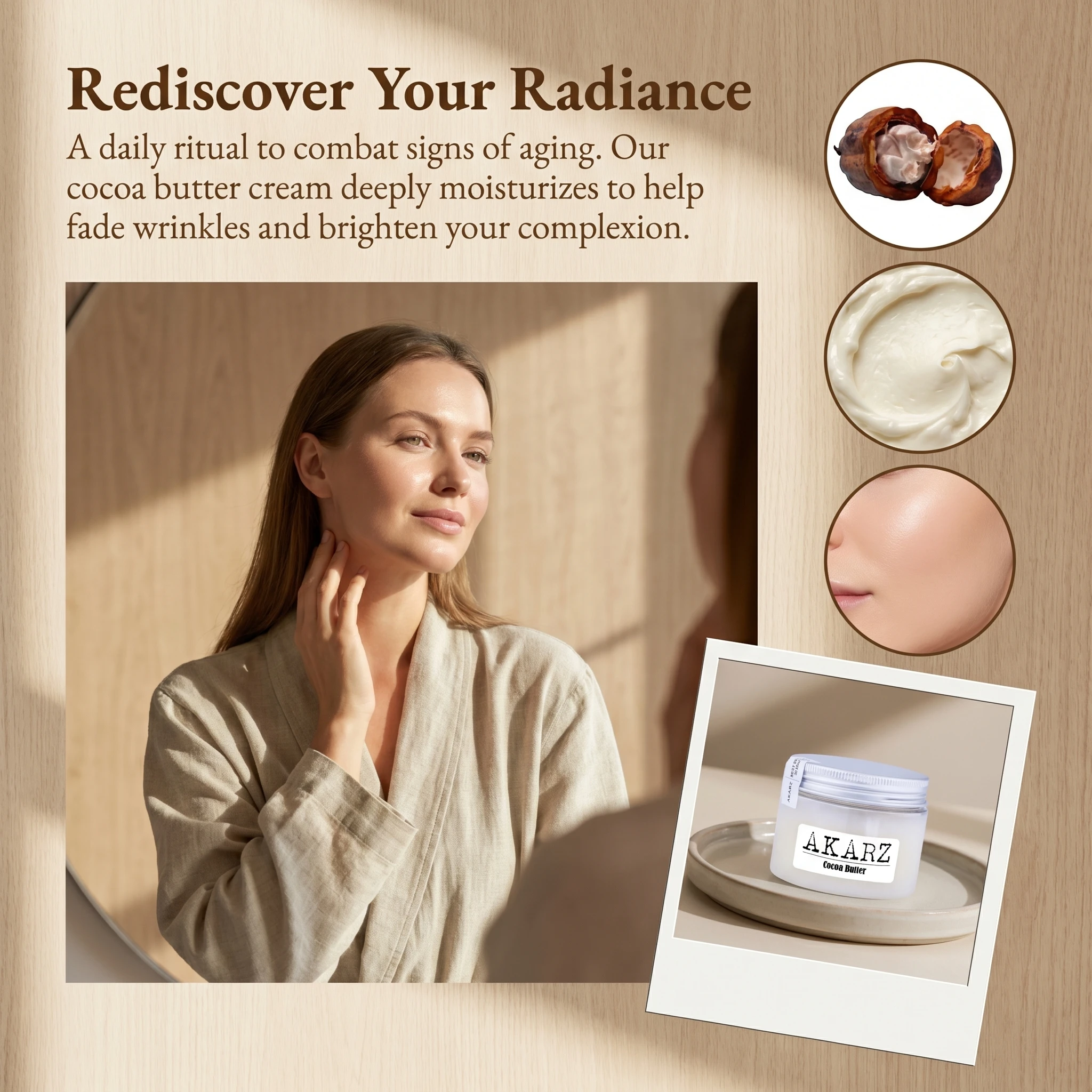 AKARZ  Neck Skin Care Cocoa butter Cream high-quality Fade wrinkles Anti-Aging Whitening Beauty Care Cream