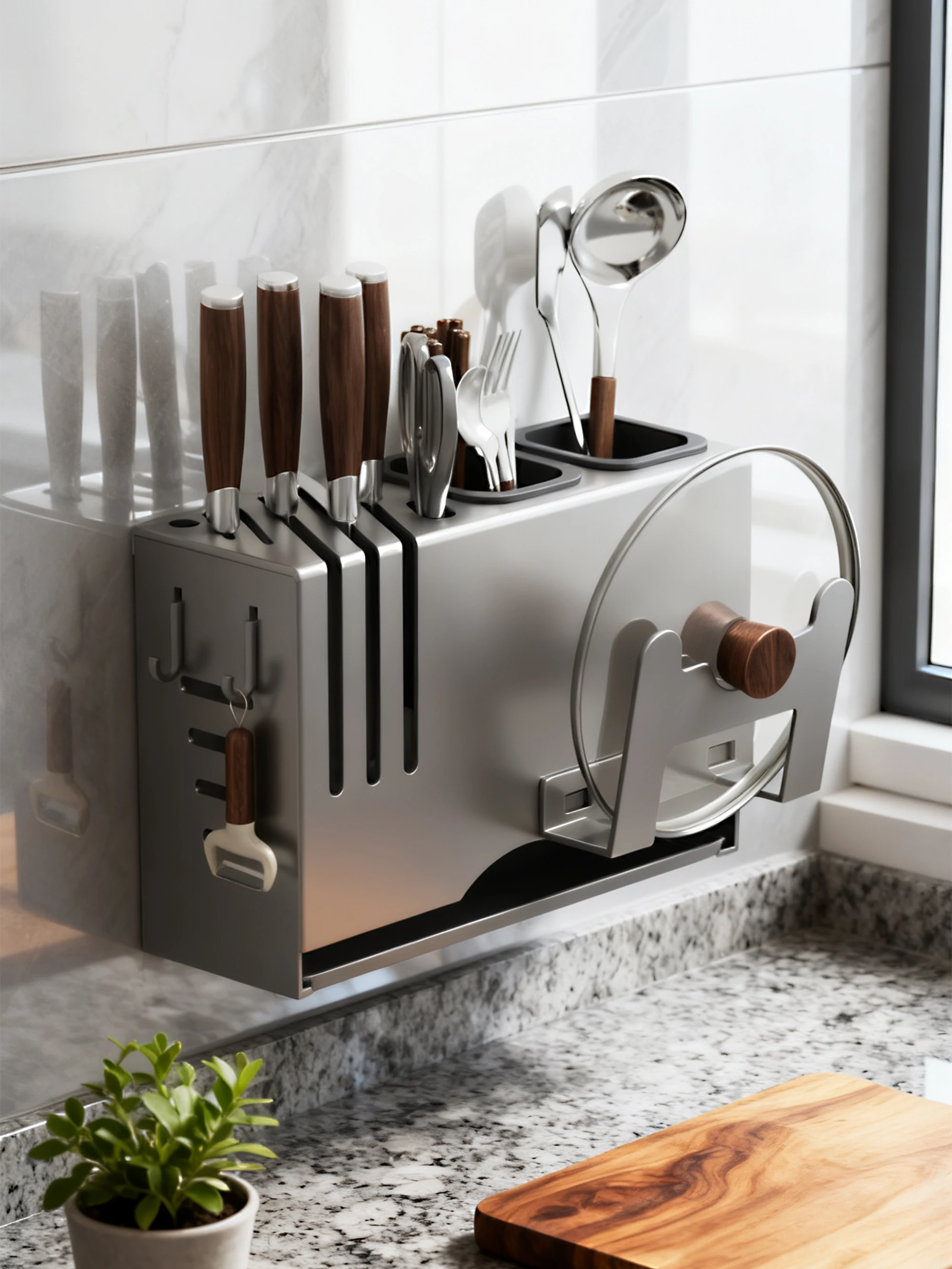 

Multifunctional Kitchen Wall Mounted Knife Ra Chopstis Holder Storage elf Carbon Steel Inteated Design New 2025 Model