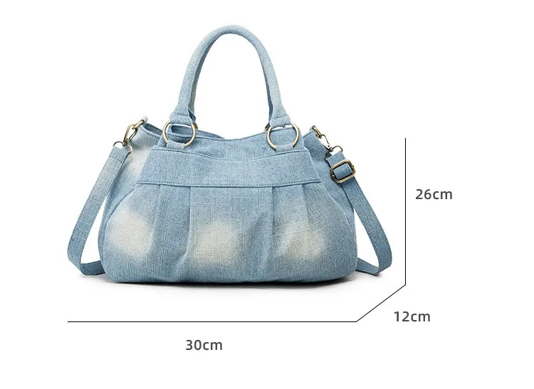 New Large Capacity women Handbag Casual Denim female Shoulder messenger Bag Jeans ladies big Tote Bag Pockets Hobo Bag blue bols