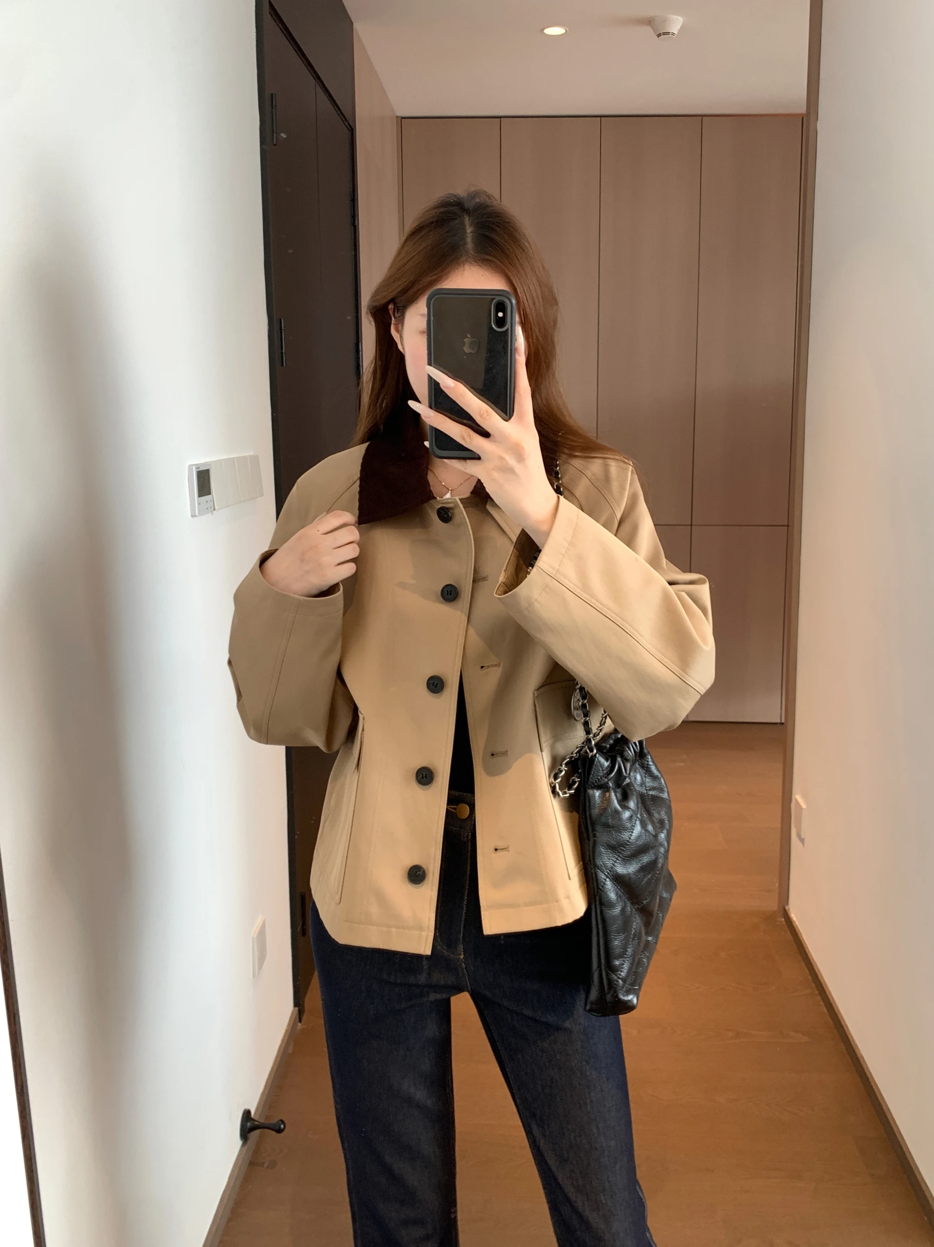 O início do outono veludo ort casaco jaet bons detalhes bom tecido mistura de algodão colarinho botão acima outerwear feminino