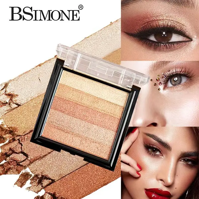 

BSIMONE 5-Color Highlighter Contour 3D Facial Bronzer Cosmetic Brightening Matte Highlighter Palette Eye Shadow Shimmer Makeup