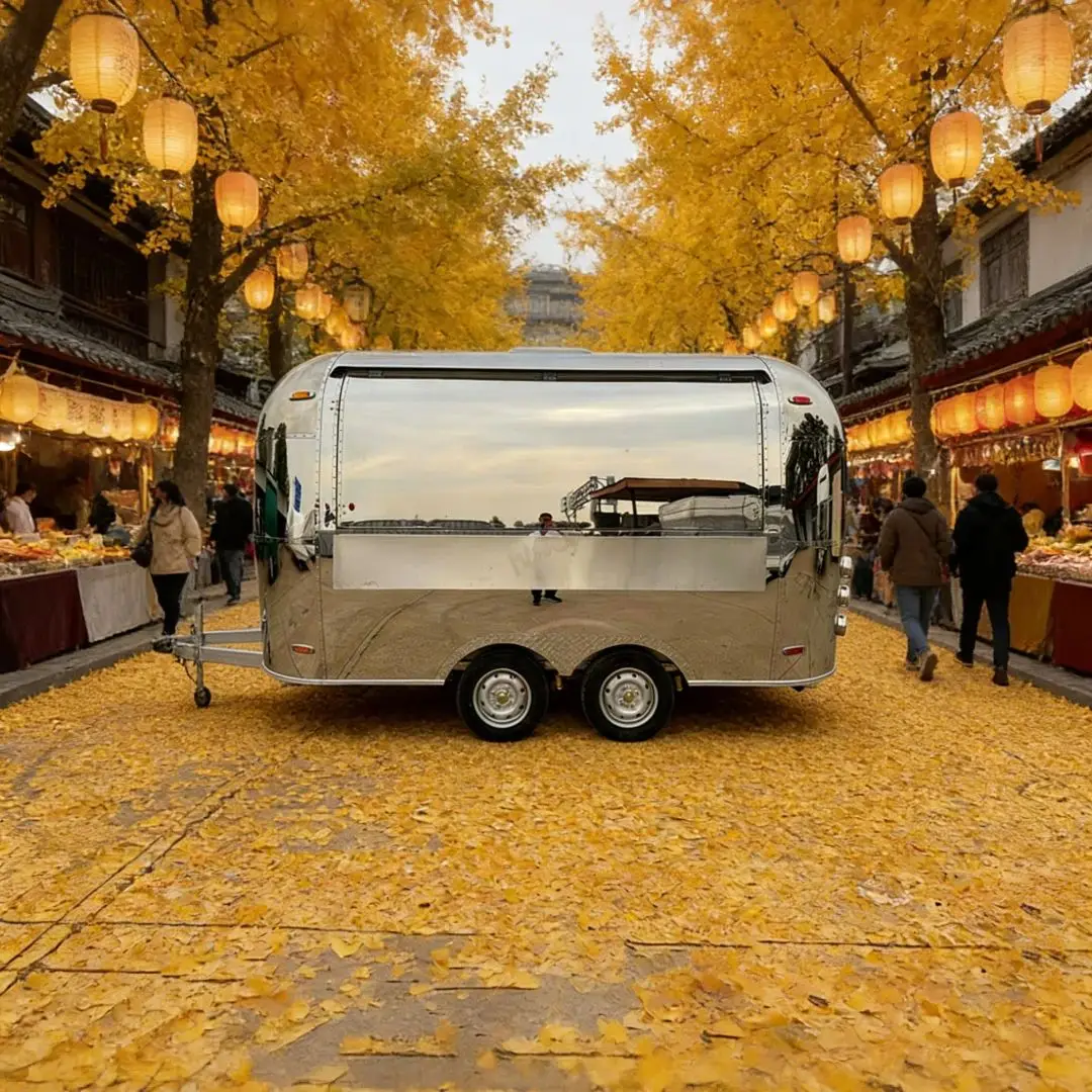 Stainless Steel Mobile Food Trailer Fully Equipped Concession Cart for Hot Dog Burger Coffee Ice Cream Stand