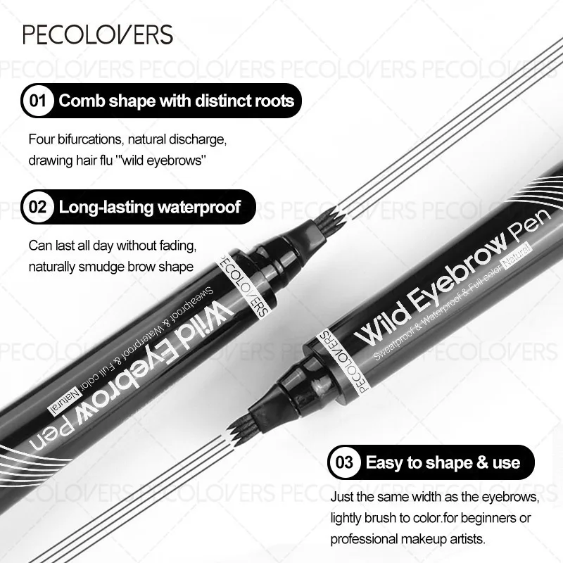 3PC Four-fork Eyebrow Pencil, Multiple Color Options, Fill in The Missing Eyebrows, Waterproof and Sweatproof,eyebrow Cosmetics