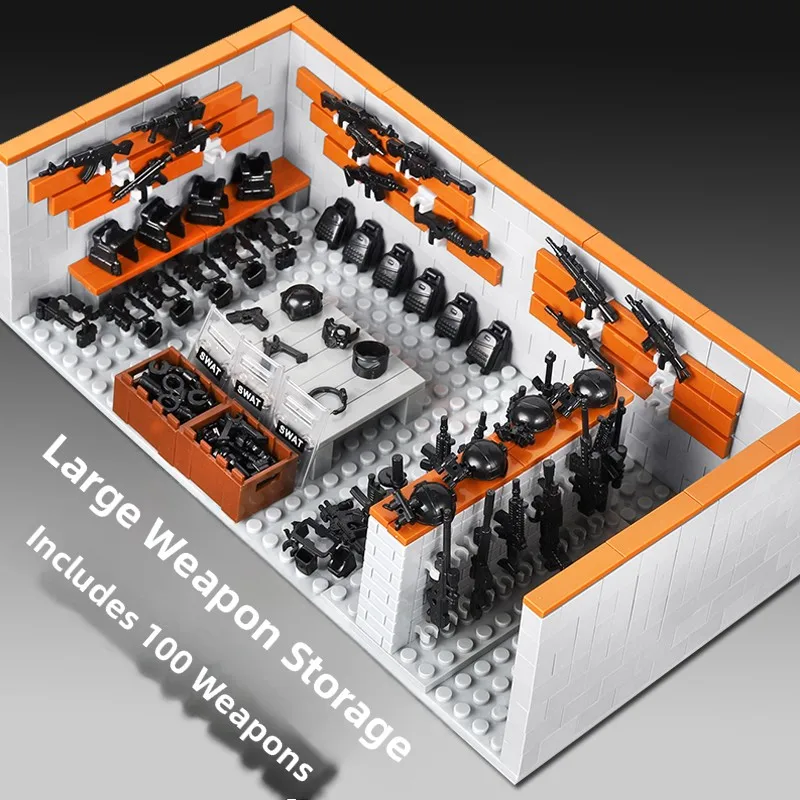 Set de Construcción de Bases Militares: Maqueta de Armería y Equipamiento de Soldados para Exhibición