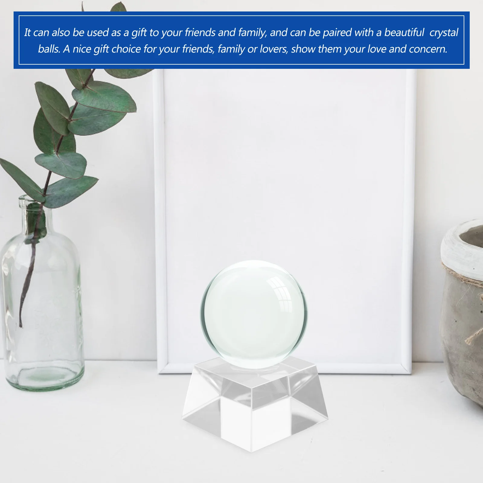 

1 Piece Crystal Ball Base Trapezoid Shaped Transparent Pedestal for Home Decor Desktop Ornament Display Stand Exquisite Glass
