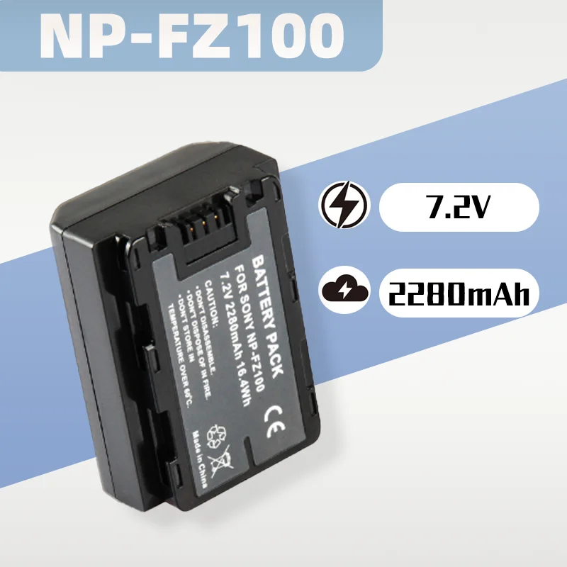 

2280mAh High Capacity 7.4V Battery for Sony NP-FZ100, Compatible with A7R3/R4/A9/A7M3 Mirrorless Cameras