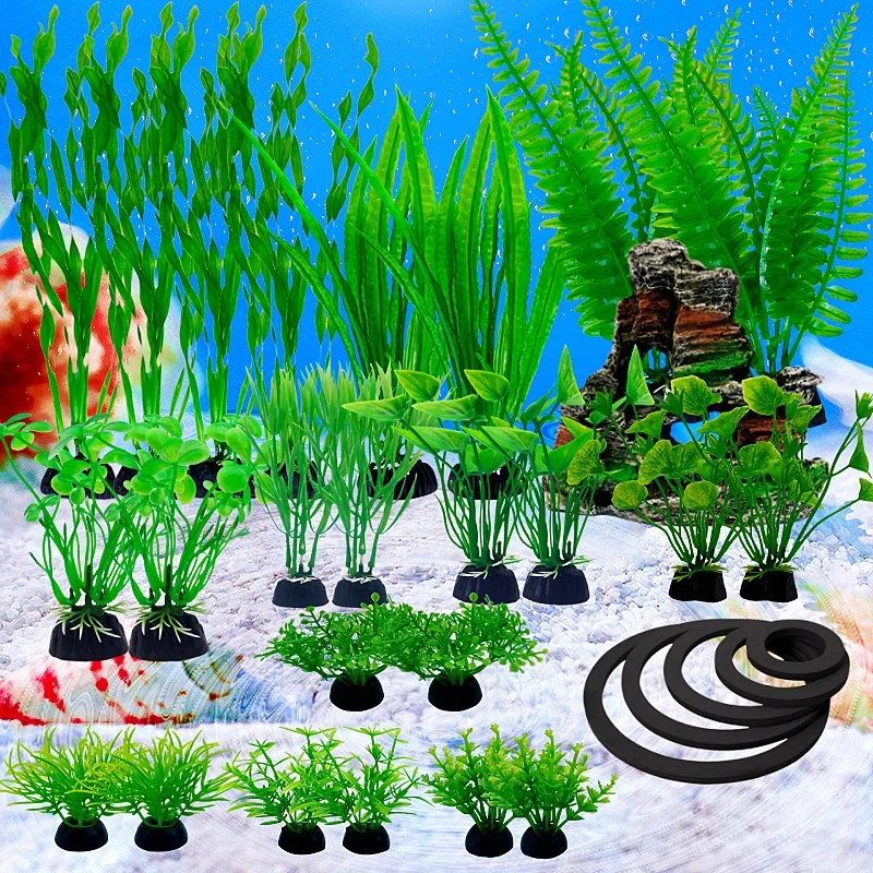 30PCS Artificial Aquarium Decor -Grass blocking ring- Plants Underwater Water Grass Aquatic Plastic Plants Rockery landscaping