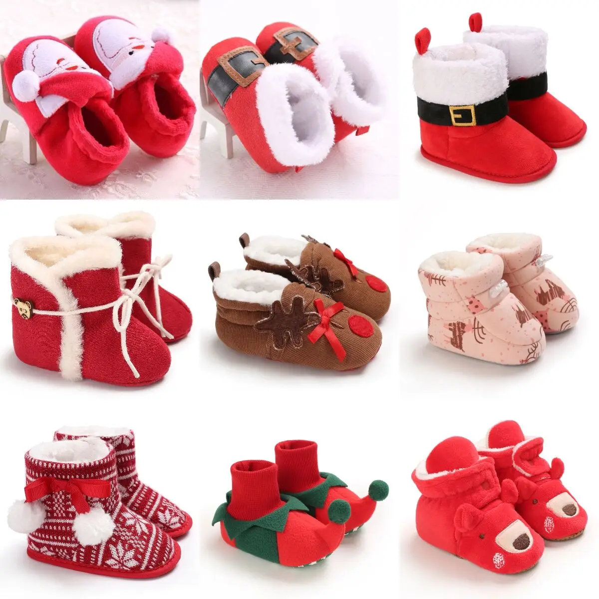 Christmas gift newborn baby shoes boys and girls baby Christmas shoes casual flat sneakers cotton non-slip warm baby boots