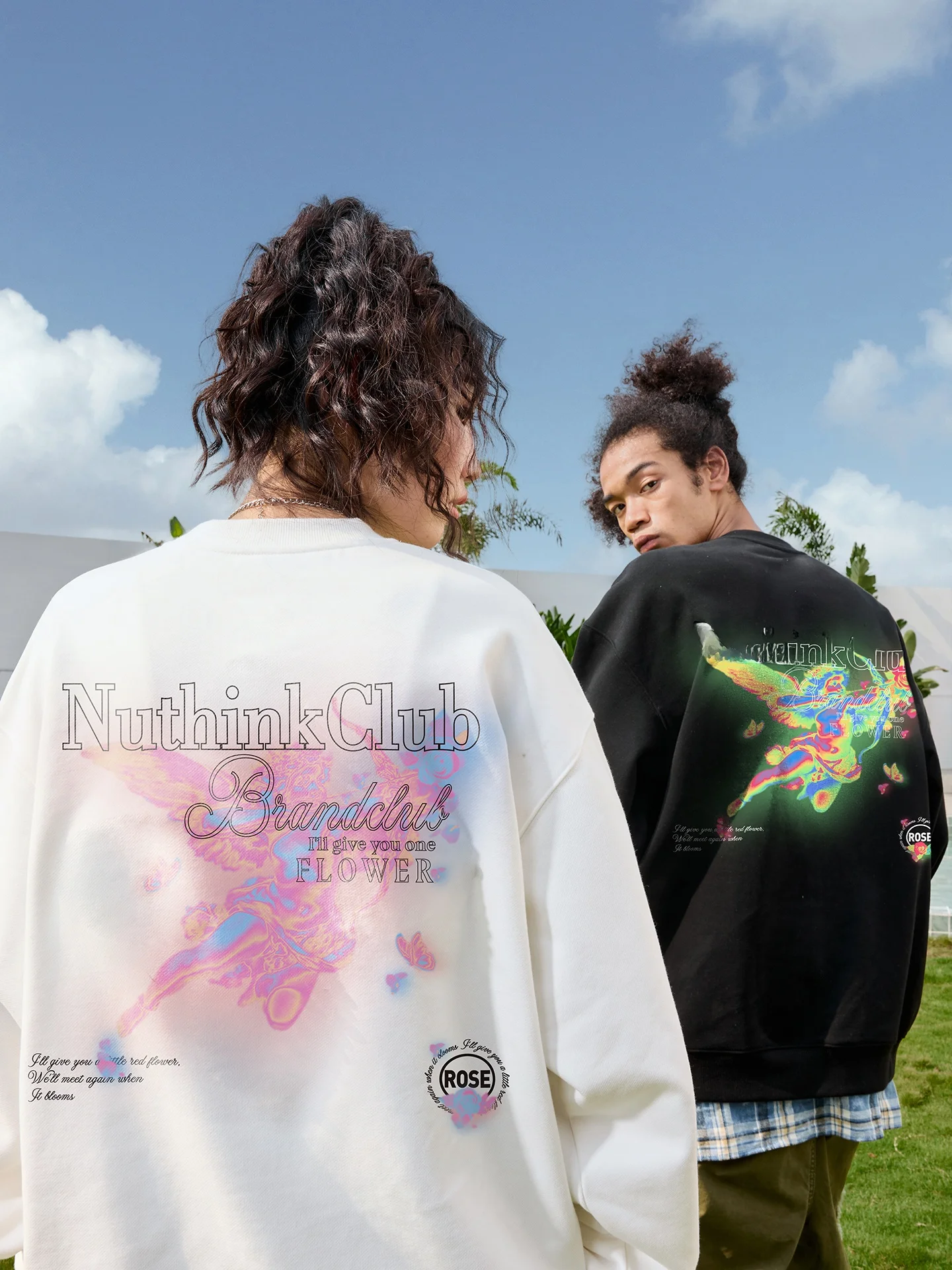 

Свитшот Nuthink American Retro Angel, круглый вырез, с подкладкой, весна 2026, комфортный, из смесового хлопка