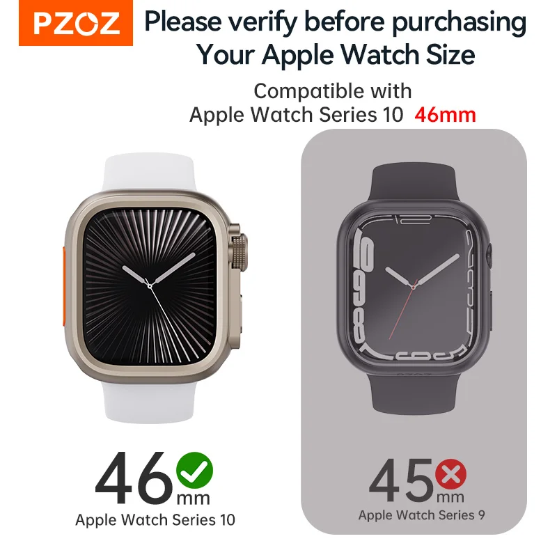 PZOZ For iWatch Ultra 2 3 4 Metal Shell PC Back Cover For Apple Watch Case Series 11 10 9 8 7 se 45mm 44mm Change to Ultra 49mm