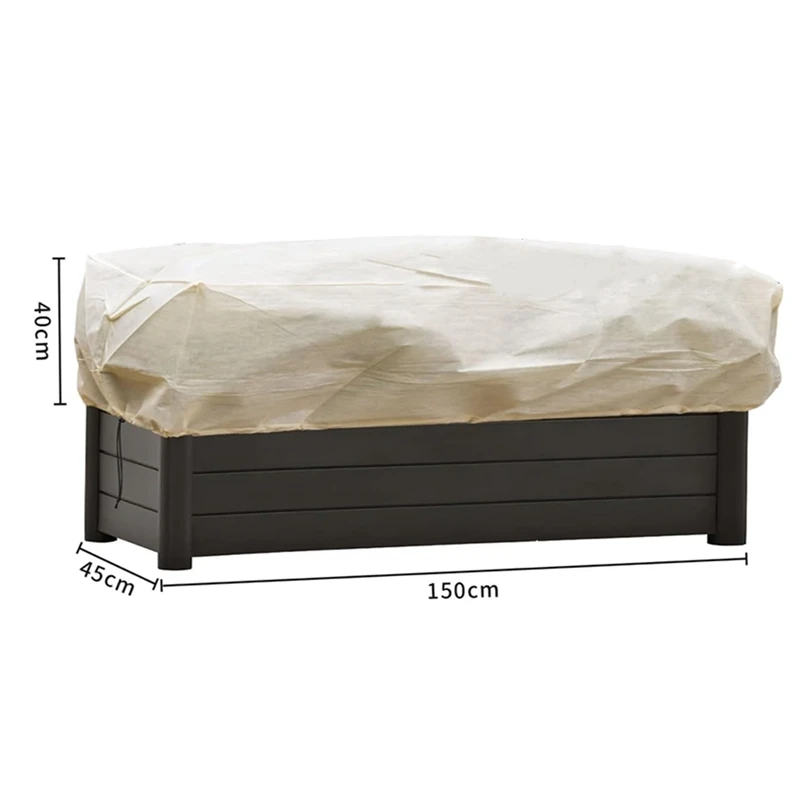 Plant Frost Cover, Rectangular Planter Plant Winter Frost Blanket With Zip Drawstring For Outdoor 150 X 40 X 45Cm 6Pack