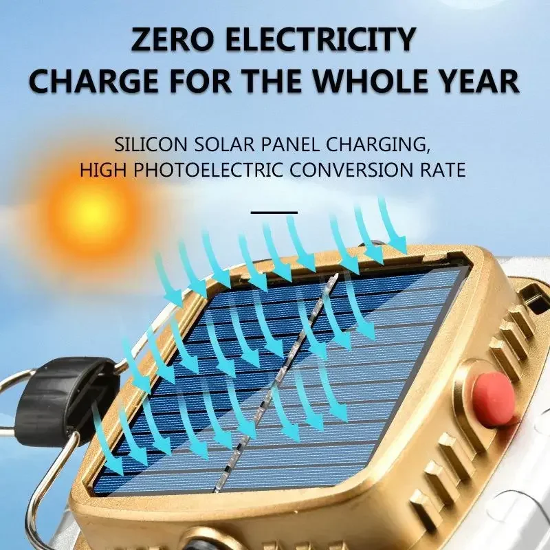 Фонарь для кемпинга на солнечной батарее, водонепроницаемый фонарь для чрезвычайных ситуаций, супер яркий фонарь для палатки, яркий Перезаряжаемый фонарик для рыбалки и пешего туризма