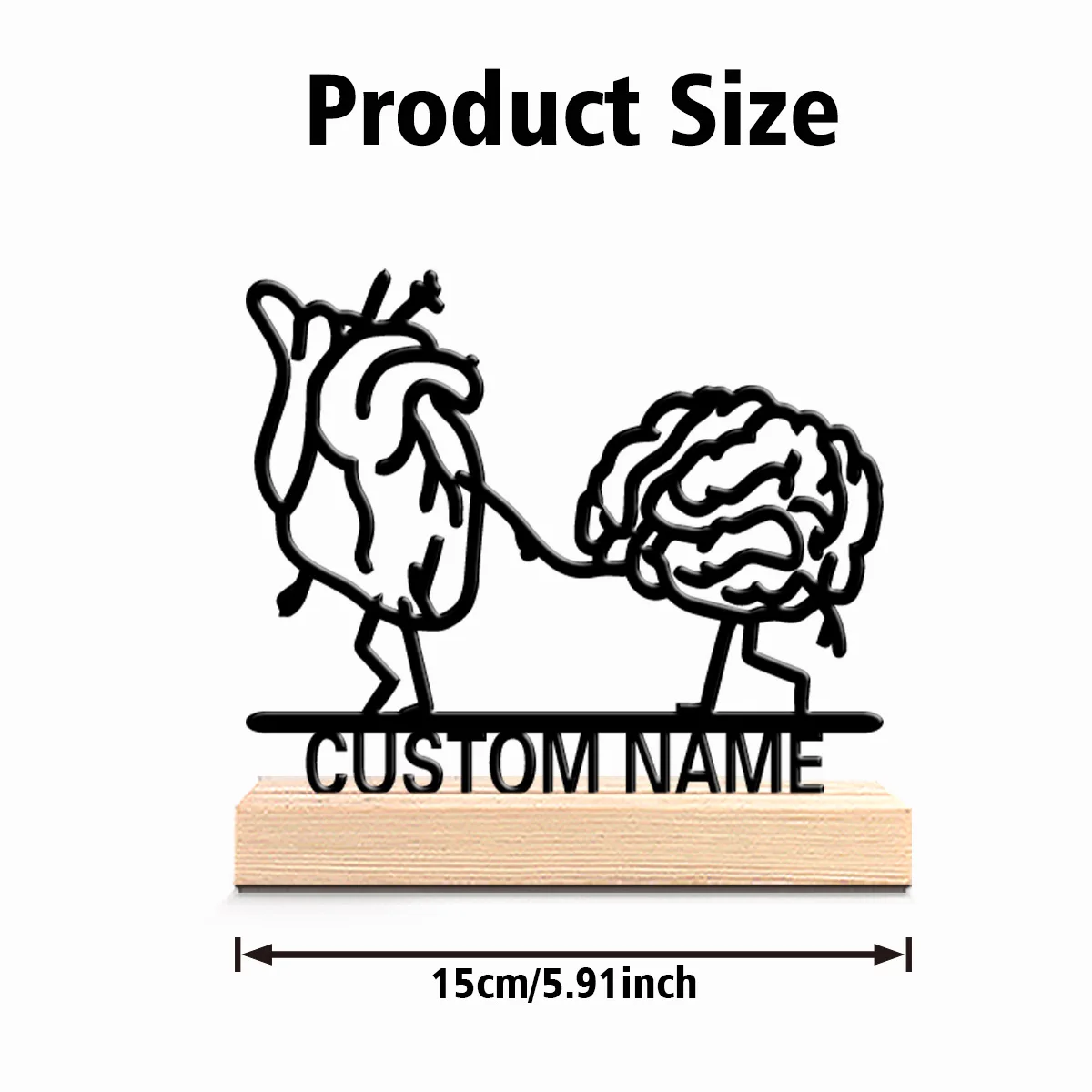 1pc Romantic Personalized Custom heart Wooden Base Bar Decor for Kitchen Dining Room Modern Rustic Themes Easter decorations view 2
