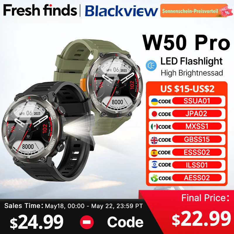 Immagine: [Anteprima mondiale] Smartwatch Blackview W50 Pro Display HD da 1,45