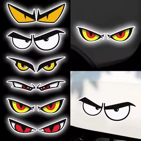 Funny Car Sticker Red Eyes Devil's Eyes Waterproof Reflective Warning Stickers Accessories for Cars Trucks Motorcycles Decal