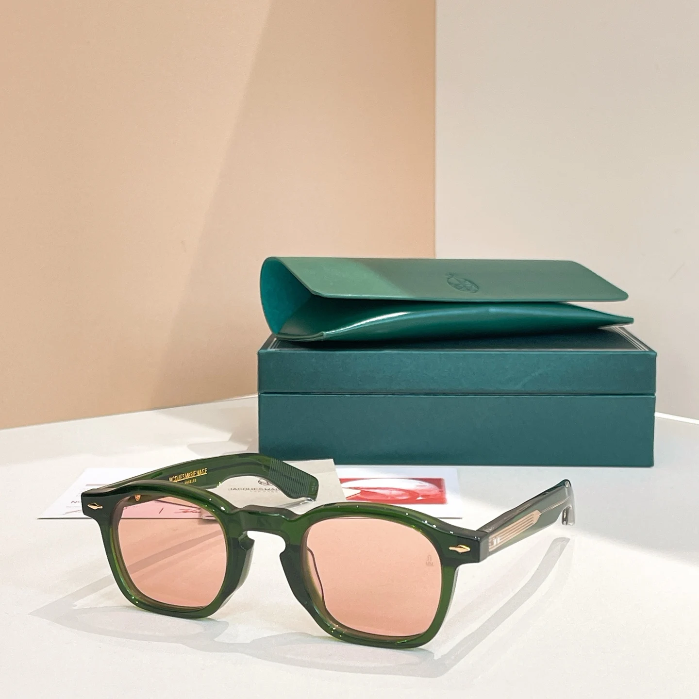 JACQUES MARIE MAGE نظارات شمسية نسائية سميكة من الأسيتات للرجال مربعة عتيقة نظارات خارجية كلاسيكية للشمس للسفر والشارع