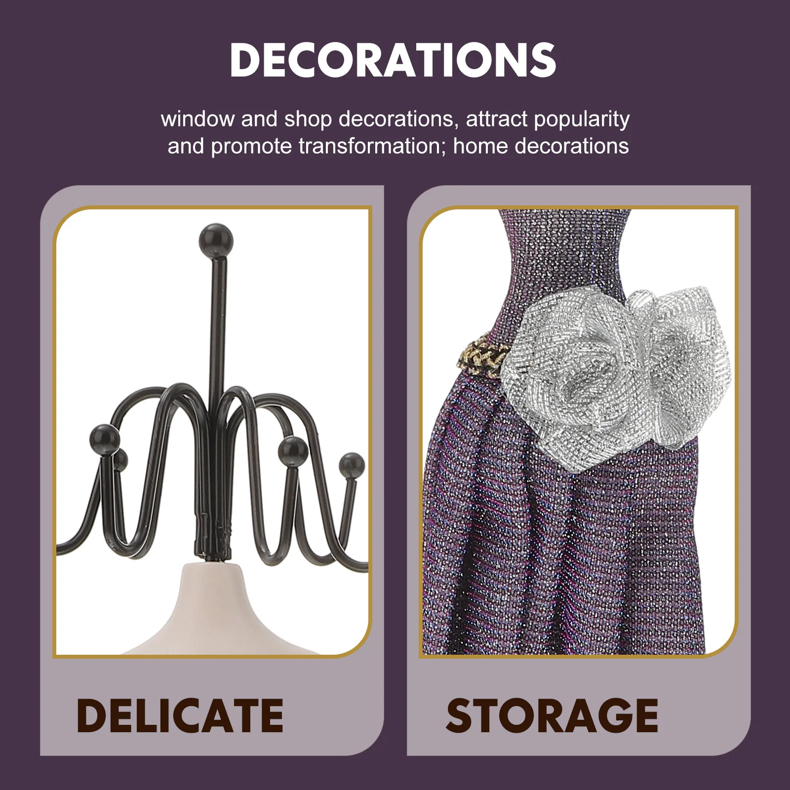 Jewelry Holder Stand Iron Art Durable Necklace Organizer Display Rack for Earrings Rings Home Store Vanity Decoration