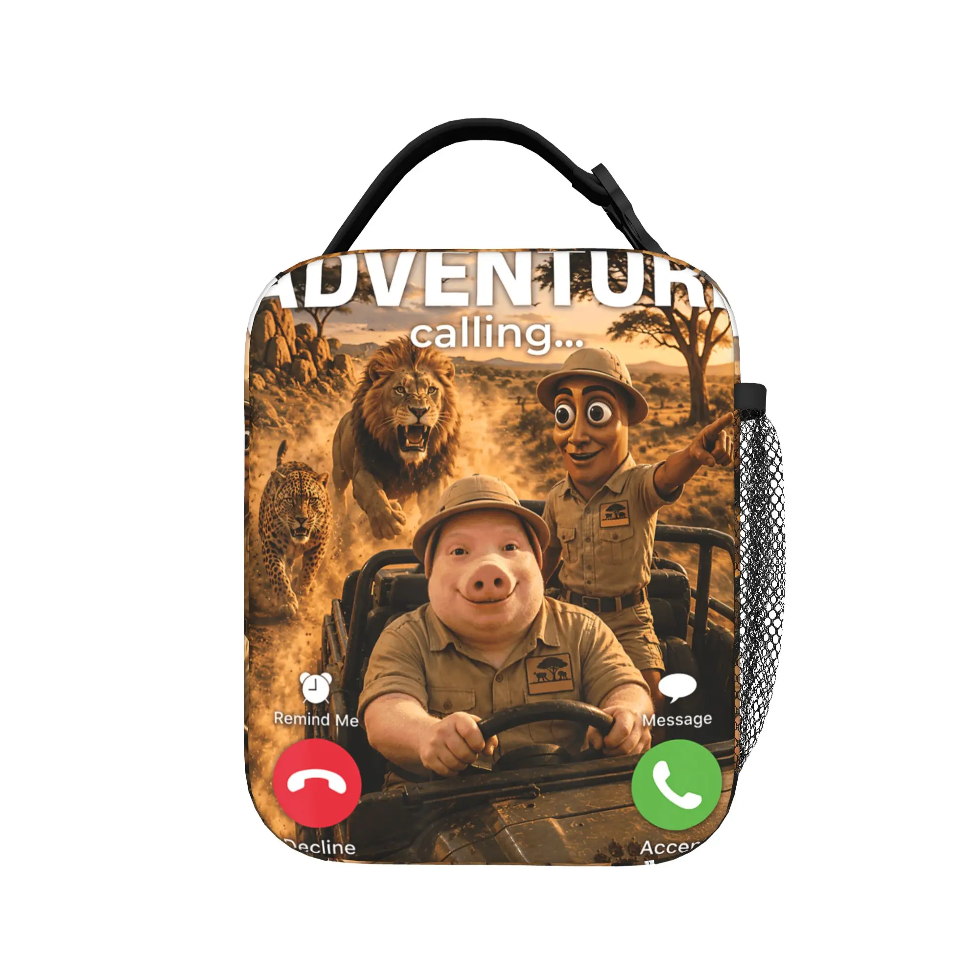 John Pork Tung Sahur Wildlife Adventure African Safari Trip Lunch Bag  Portable Insulated Lunch Box Office Graphic Cooler Bag