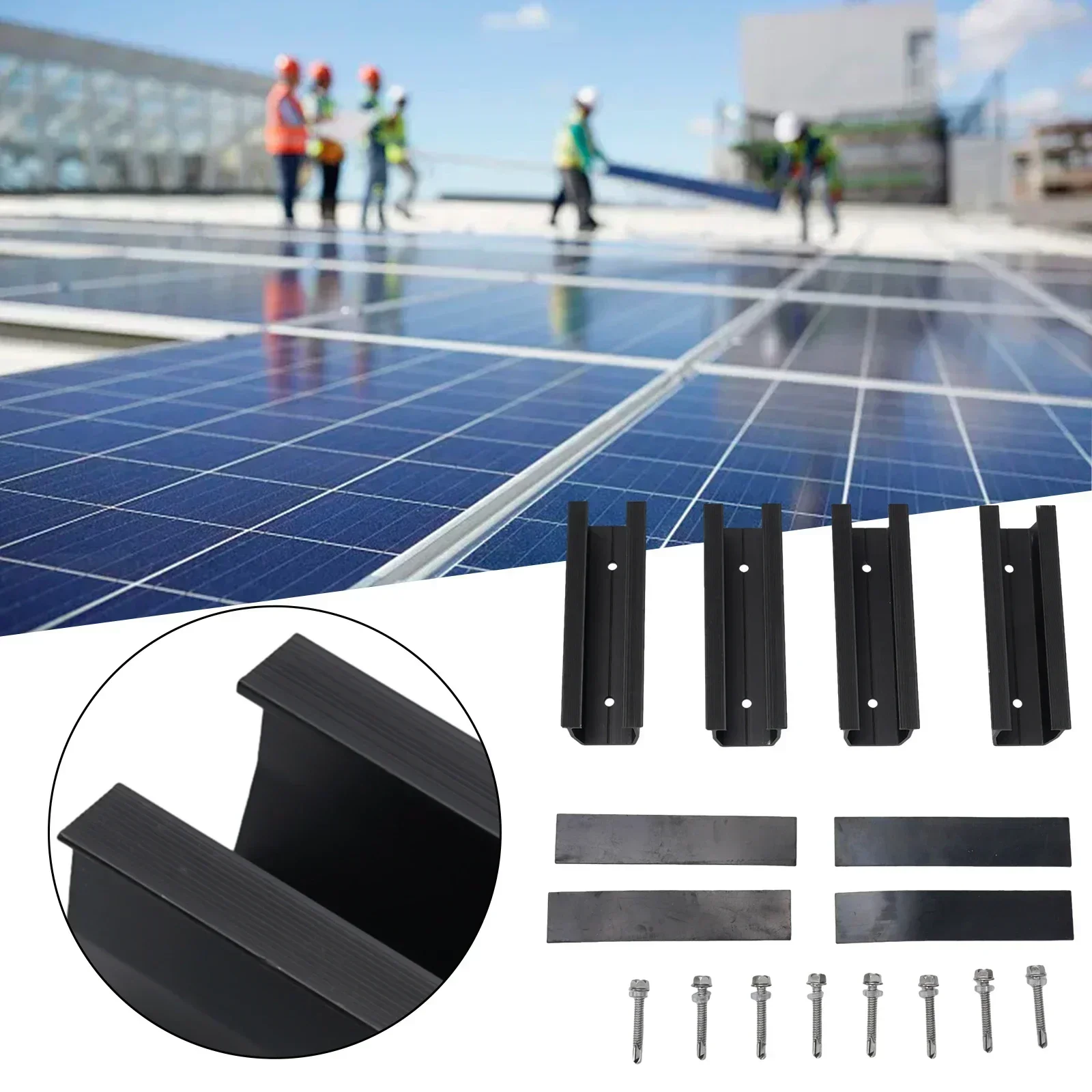 Solar Module Bracket Aluminum Alloy Solar Mounting System PV Mounting Rail Photovoltaic Support Solar Panel Racking Black 12CM