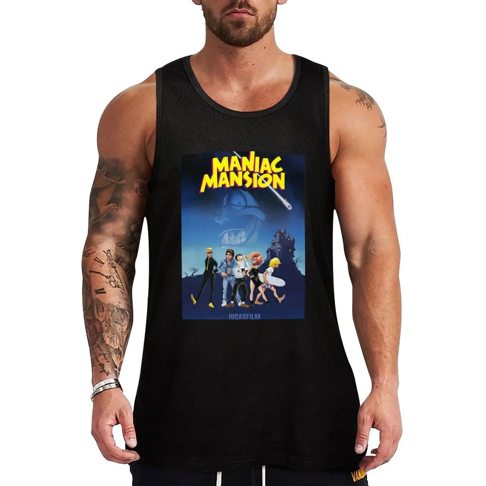 

MANIAC MANSION Tank Top Athletic Gym Tank Top Sleeveless Quick Dry Training