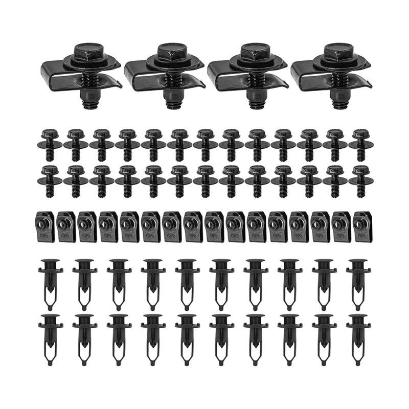 70 PCS Engine Under Cover Splash Shield Guard Body Bolts, Universal Bumper Liner Push Fastener Rivet Clips