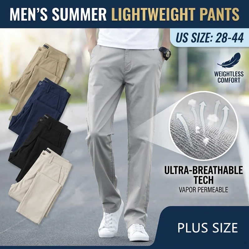 

Summer Pants For Men Stretched Lightweight Breathable Chino Plus Size 42 44 Golf Chinos Straight Business Work Long Trousers