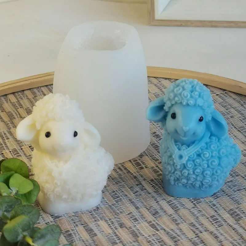 3D Cute Sheep Silicone Mold DIY Animal Candle Making Gypsum Resin Soap Mould Handicraft Chocolate Fondant Baking Tool Craft Gift