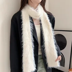 Korea Imitation Mink Fur Catwalk Narrow Scarf Women Light Fashionable Velvet Warm Long Scarf Female Y2k Spice Girl Scarf