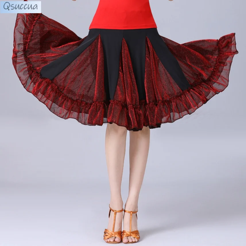 New Latin Dance Skirt Skirt Female Adult Dance Practice Clothes Dance Skirt Short Skirt Big Swing Skirt